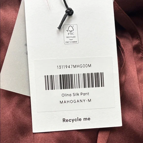 NWT Reformation Olina mahogany silk Wide Leg Pants - Picture 3 of 4